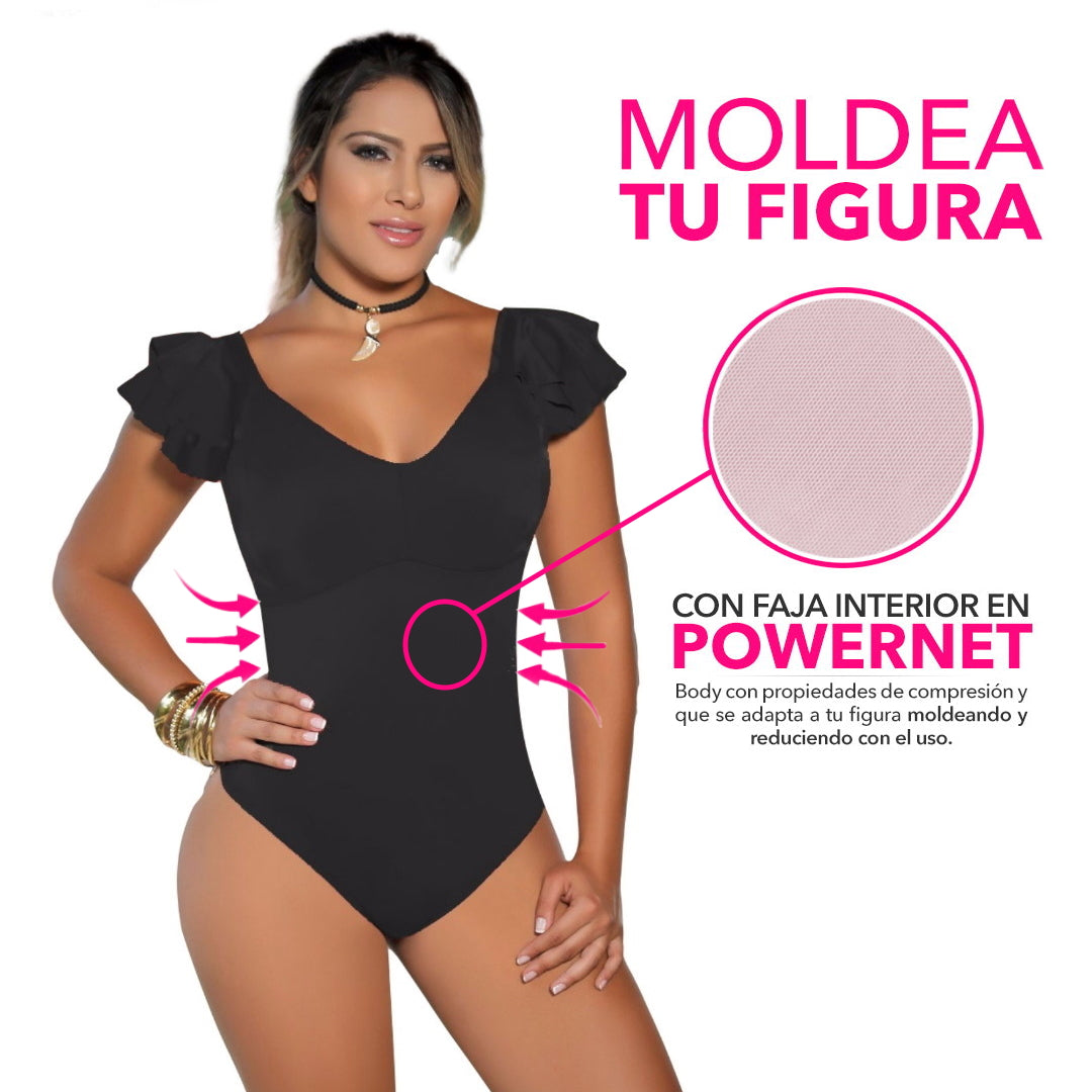 Body con faja interna en Powernet y escote en espalda 7259-R3