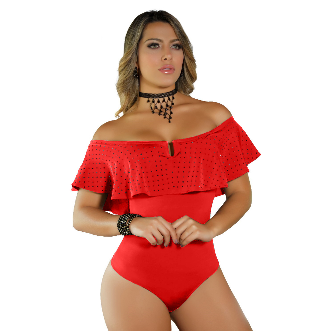 Body con faja interna en Powernet, diseño cuello bandeja 7681-R3