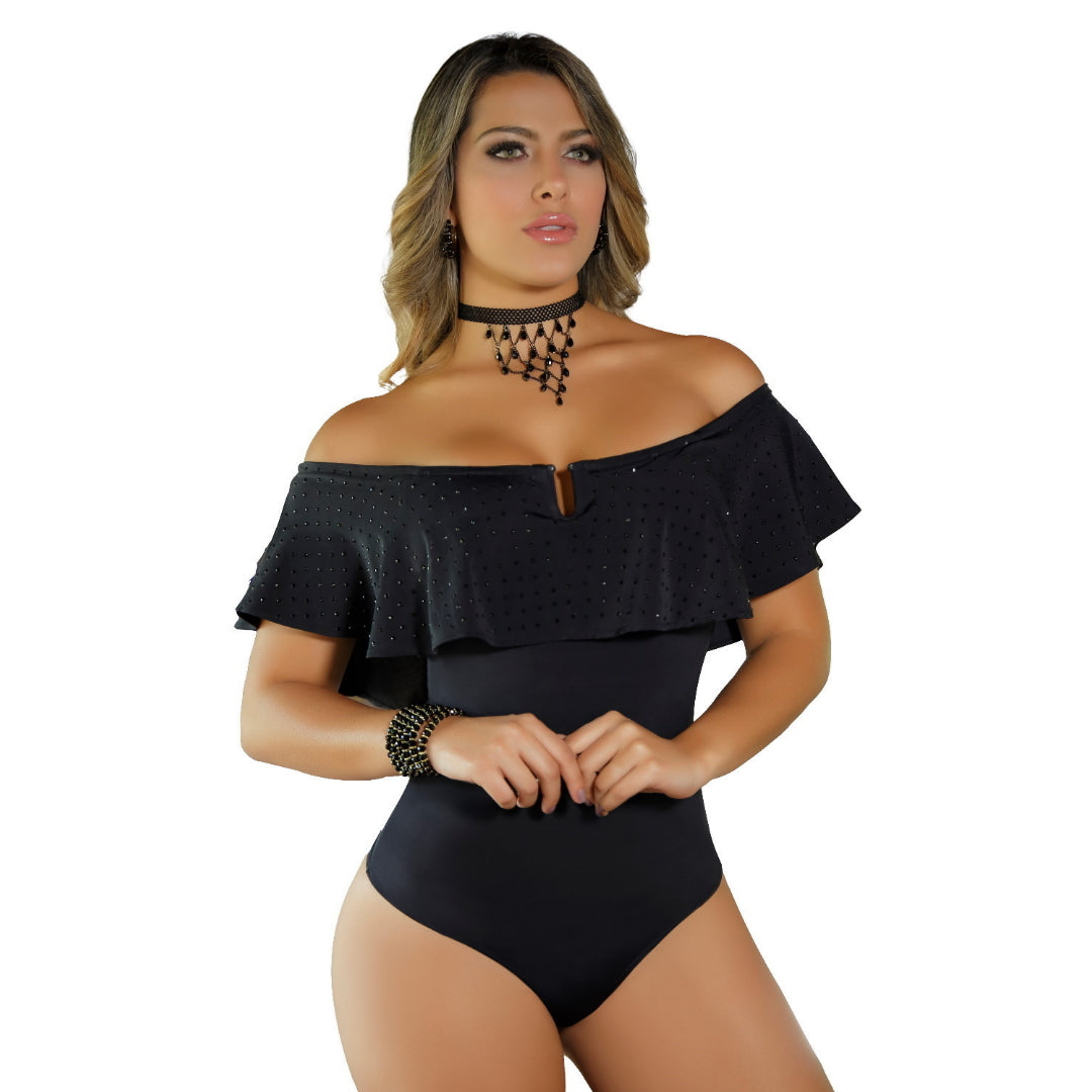 Body con faja interna en Powernet, diseño cuello bandeja 7681-R3