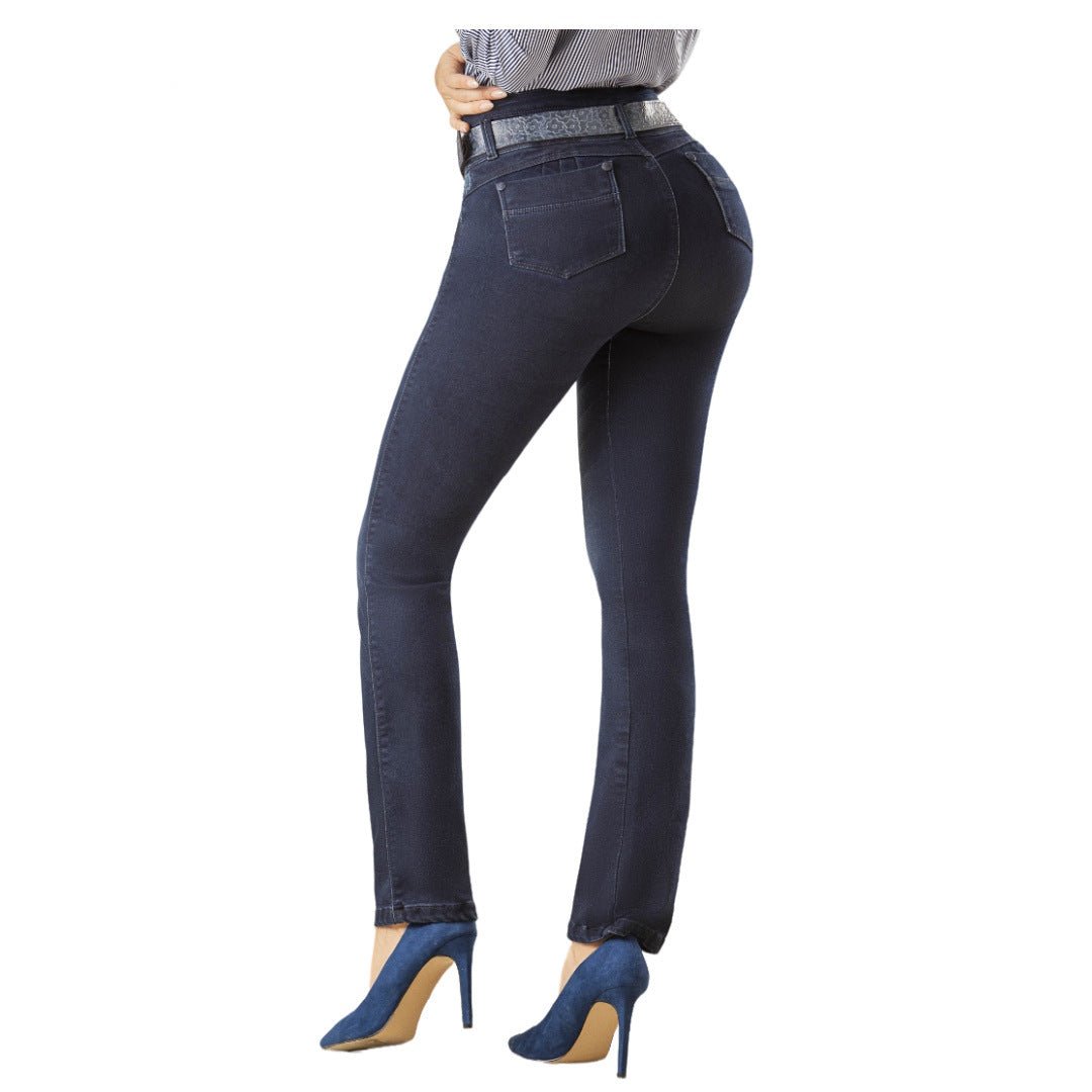 Jean Colombiano Azul Oscuro Bota Recta 8371 - J2 - bellezaexpresslatina