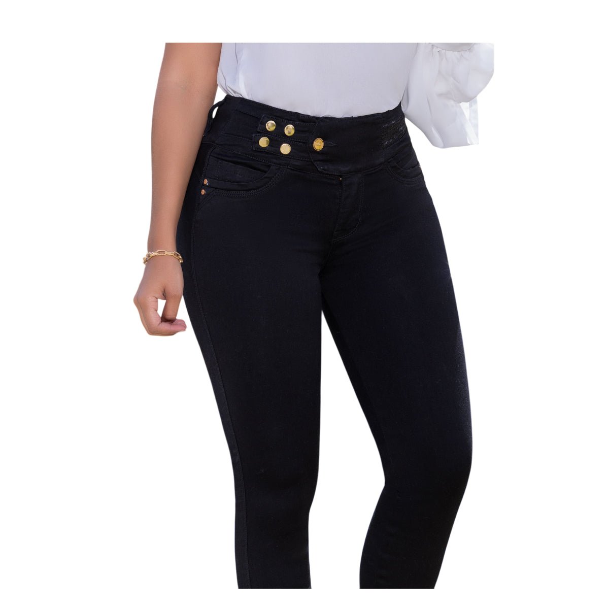 Jean Colombiano Push Up Negro – 3 Botones y Bota Pitillo - bellezaexpresslatina