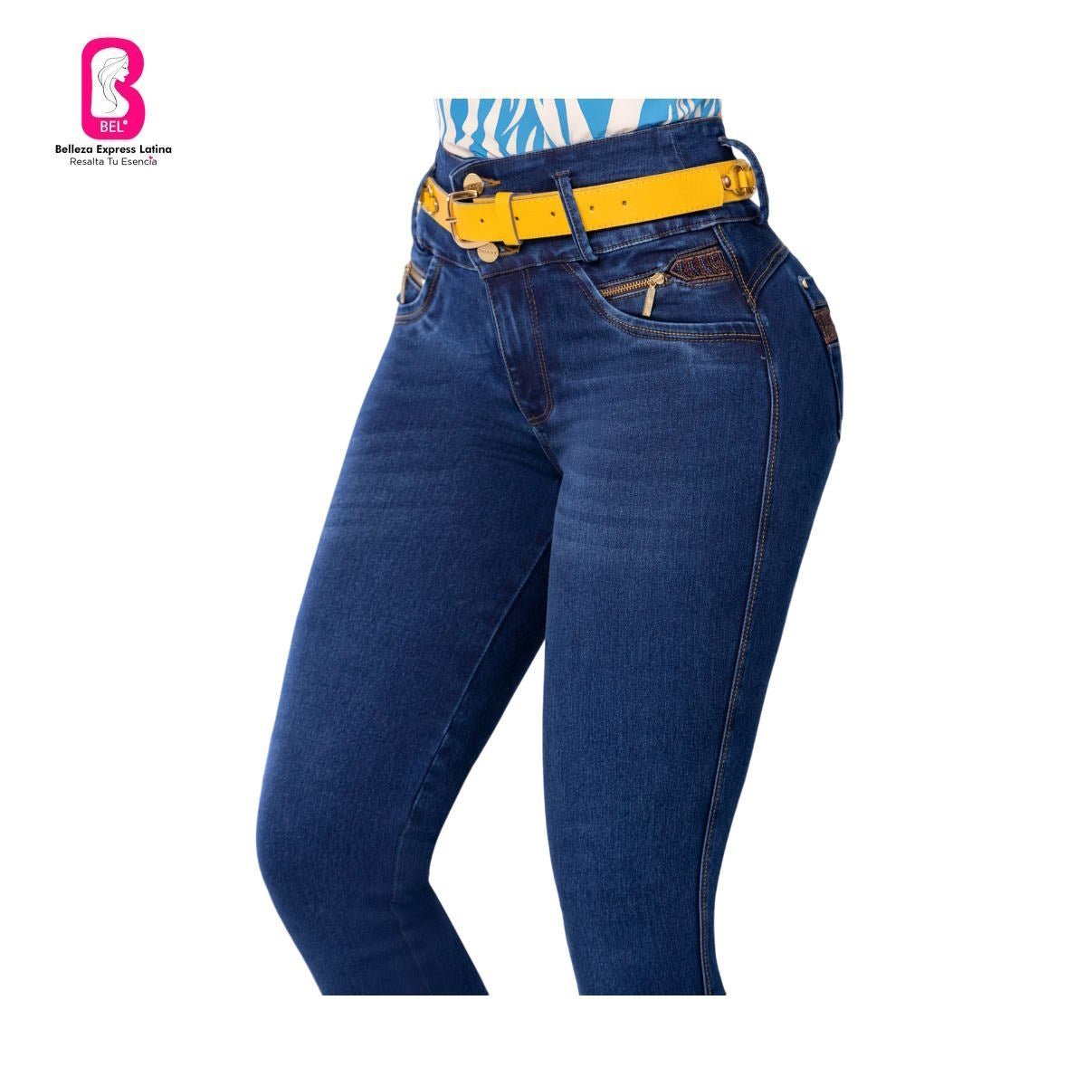 Jean push - up colombiano Azul bota pitillo 1576J2 - bellezaexpresslatina