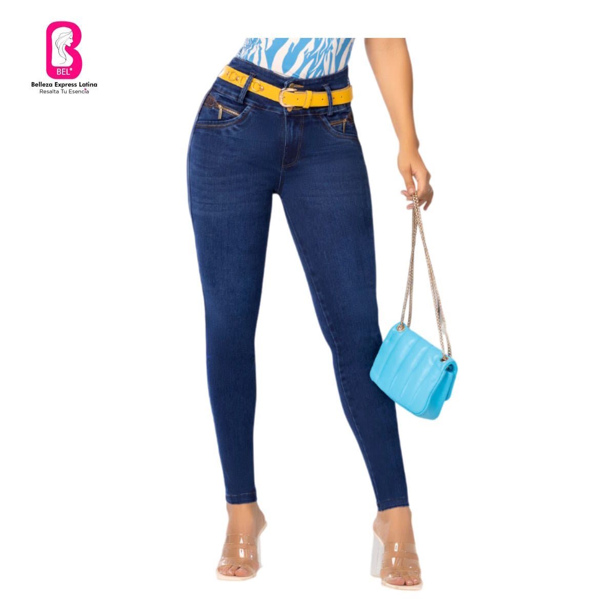 Jean push - up colombiano Azul bota pitillo 1576J2 - bellezaexpresslatina