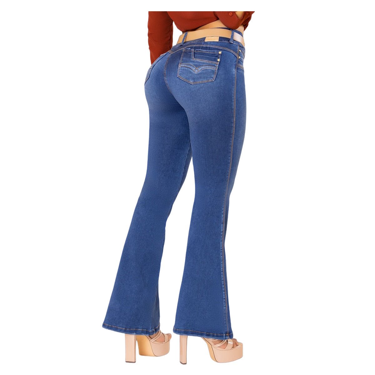 Jean push - up colombiano azul medio bota Campana 1548 - J2 - bellezaexpresslatina