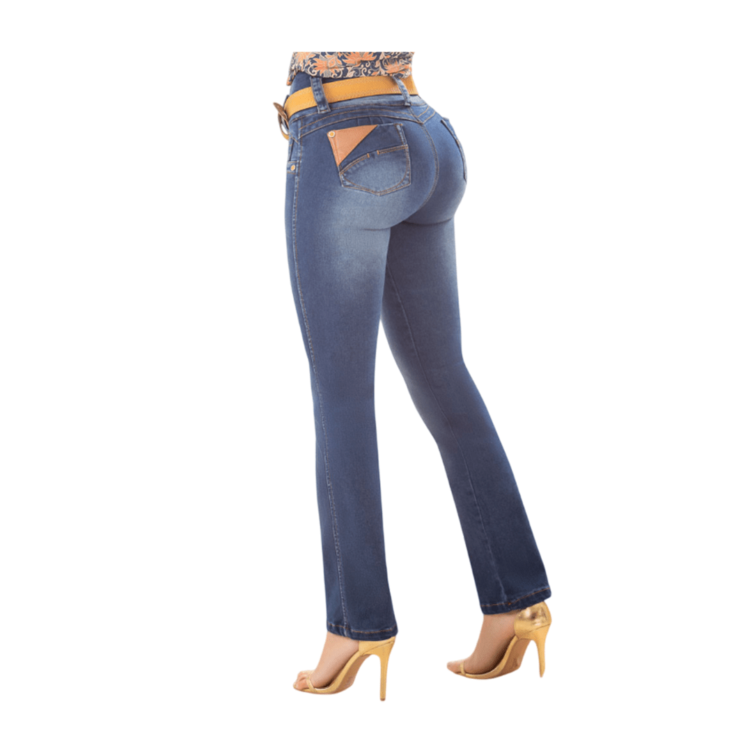 Jean push - up colombiano Azul medio bota Recta 8367 - J2 - bellezaexpresslatina