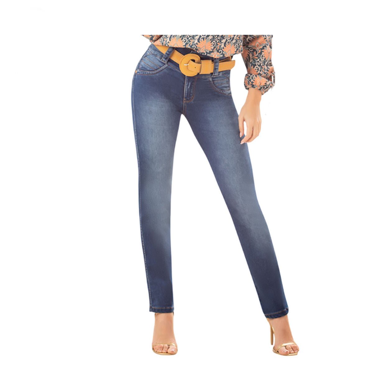 Jean push - up colombiano Azul medio bota Recta 8367 - J2 - bellezaexpresslatina