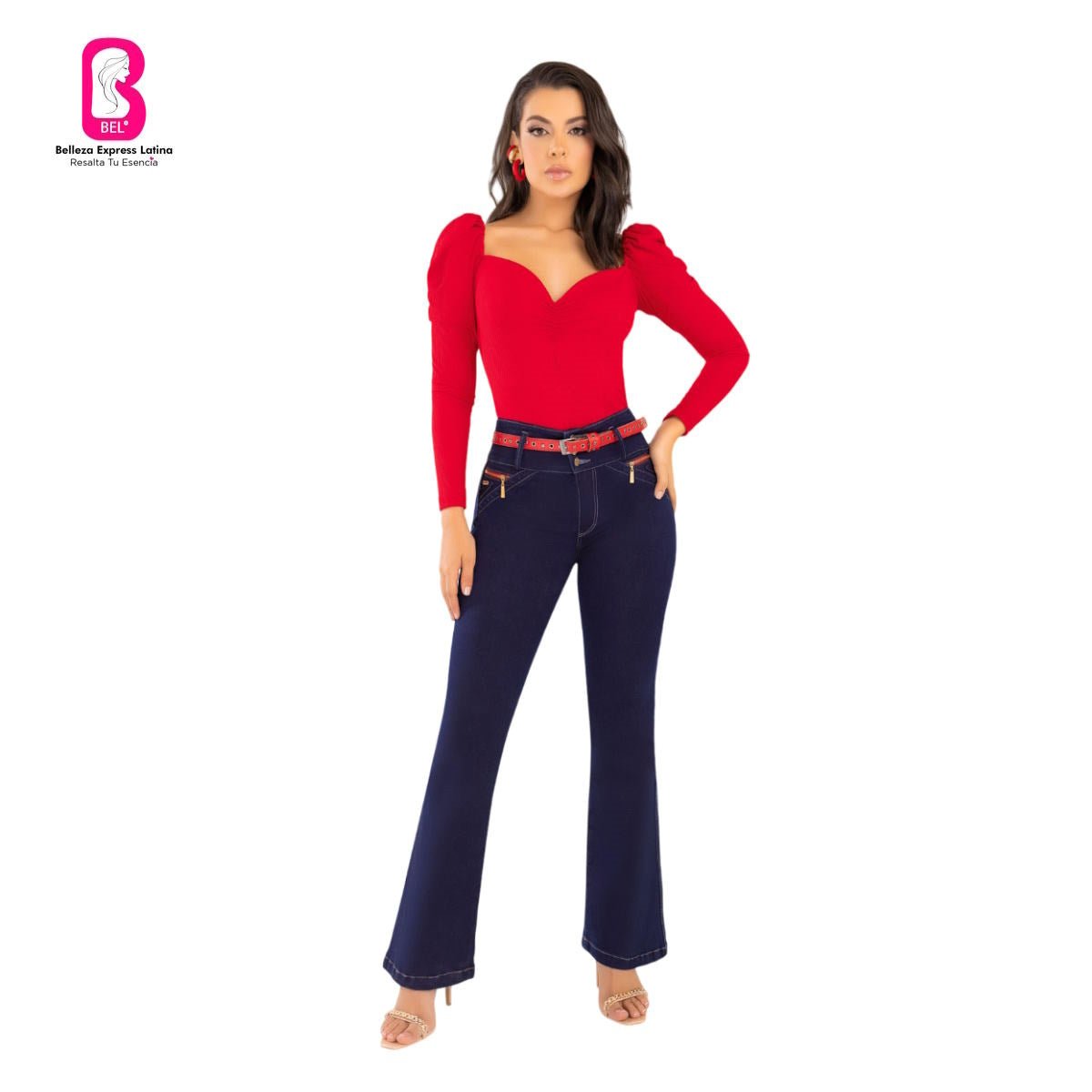 Jean push - up colombiano Azul oscuro bota campana 1577 - J2 - bellezaexpresslatina