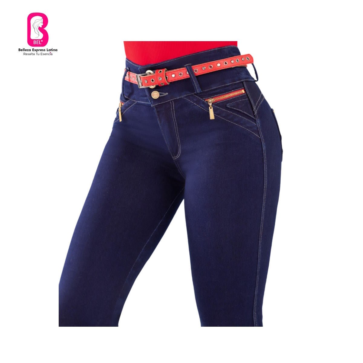 Jean push - up colombiano Azul oscuro bota campana 1577 - J2 - bellezaexpresslatina