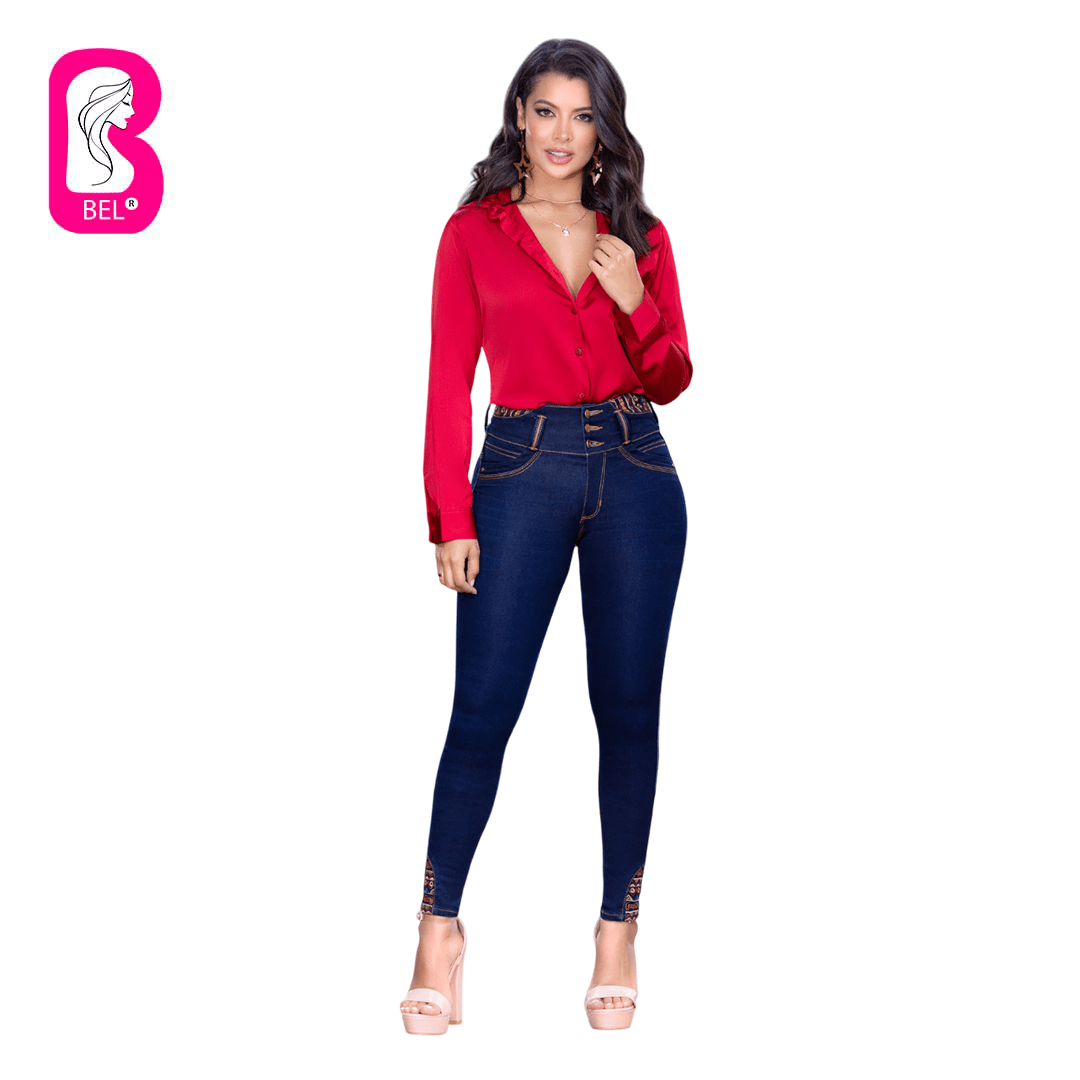 Jean push - up colombiano Azul oscuro bota pitillo 1594 - J2 - bellezaexpresslatina