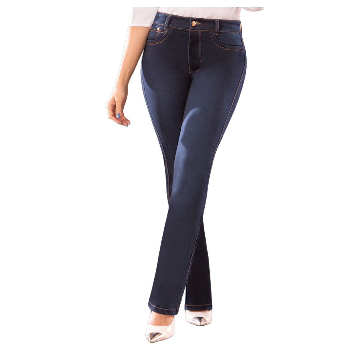 Jean push - up colombiano Azul oscuro bota Recta 8389 - J2 - bellezaexpresslatina