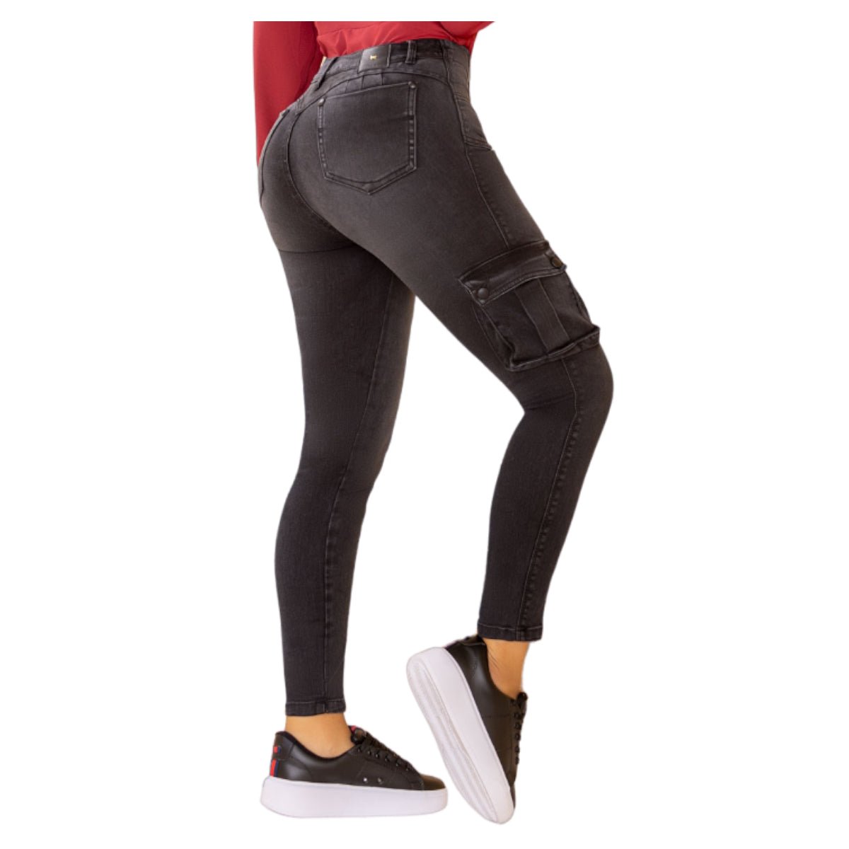 Jean push - up colombiano Gris bota pitillo, bolsillos laterales 1556 - J2 - bellezaexpresslatina
