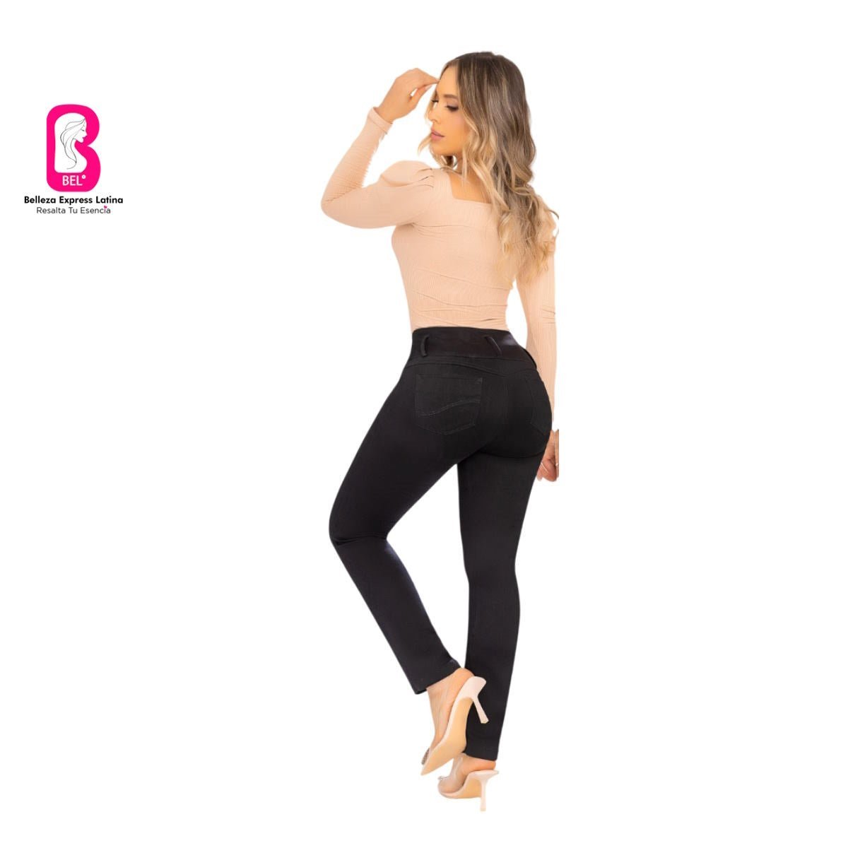 Jean push - up colombiano Negro bota Recta 8412 - J2 - bellezaexpresslatina
