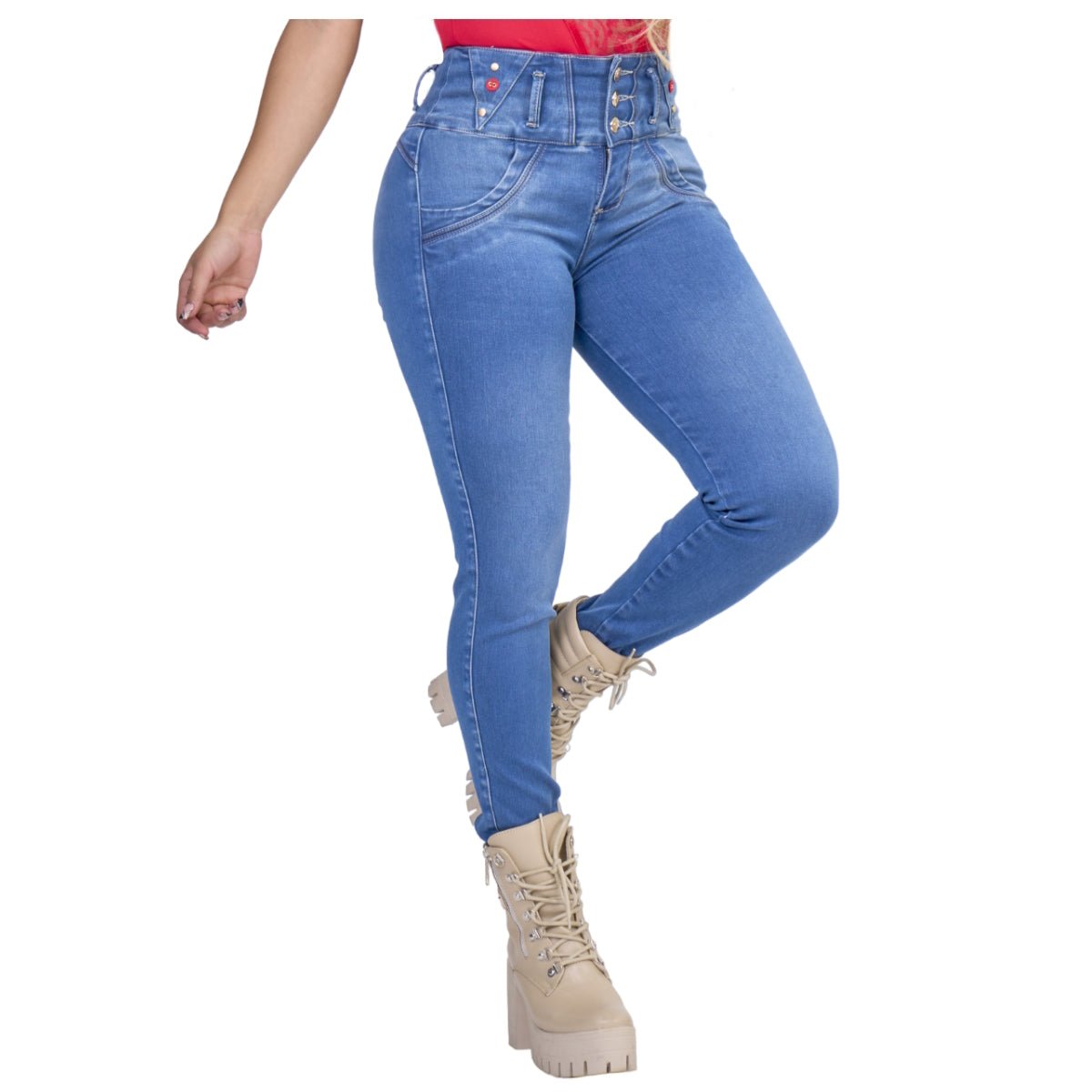 Jean PushUp con cinturilla incorporada - azul medio B.pitillo - bellezaexpresslatina