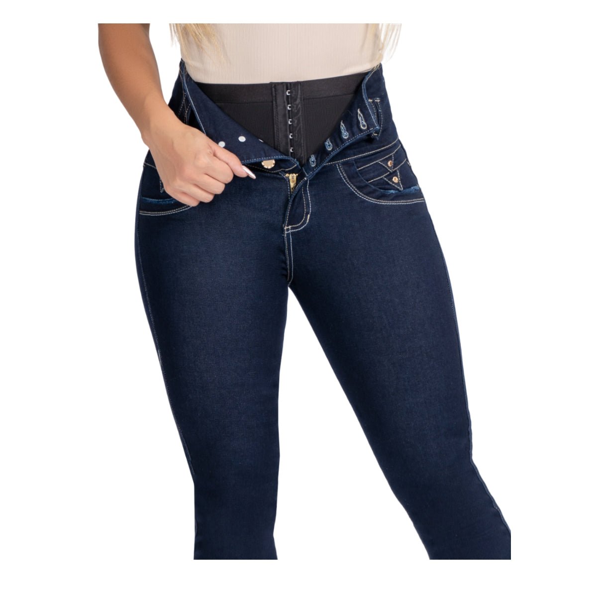 Jean PushUp con cinturilla incorporada - azul oscuro B.pitillo - bellezaexpresslatina