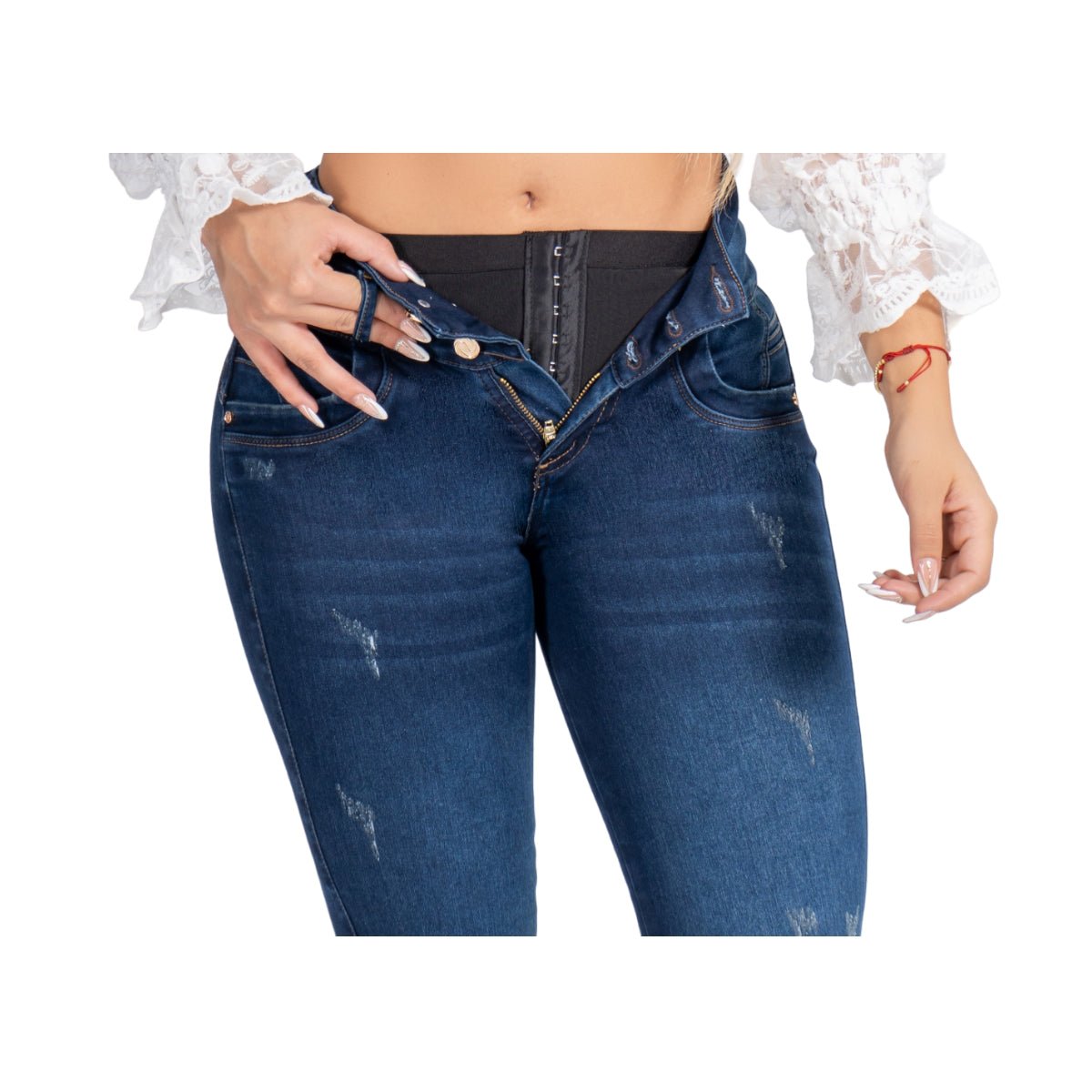 Jean PushUp con cinturilla incorporada - azul oscuro B.pitillo - bellezaexpresslatina