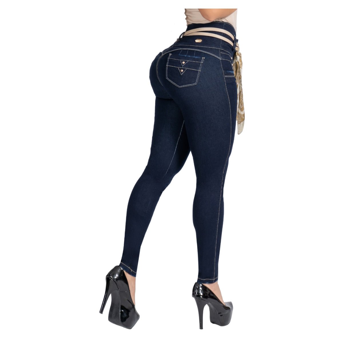 Jean PushUp con cinturilla incorporada - azul oscuro B.pitillo - bellezaexpresslatina