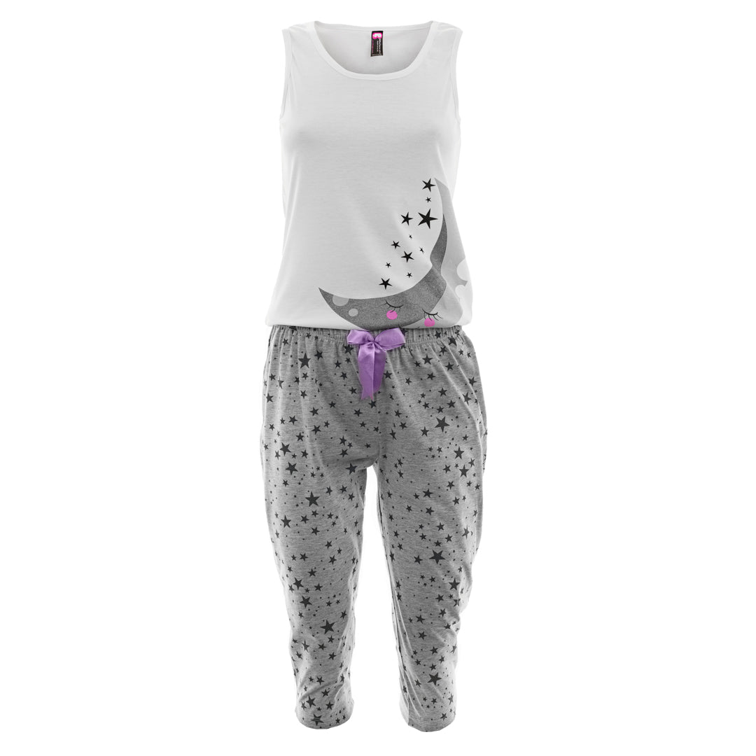 Pijama en Polialgodón, diseño Capri manga sisa. 890 - R4 - bellezaexpresslatina
