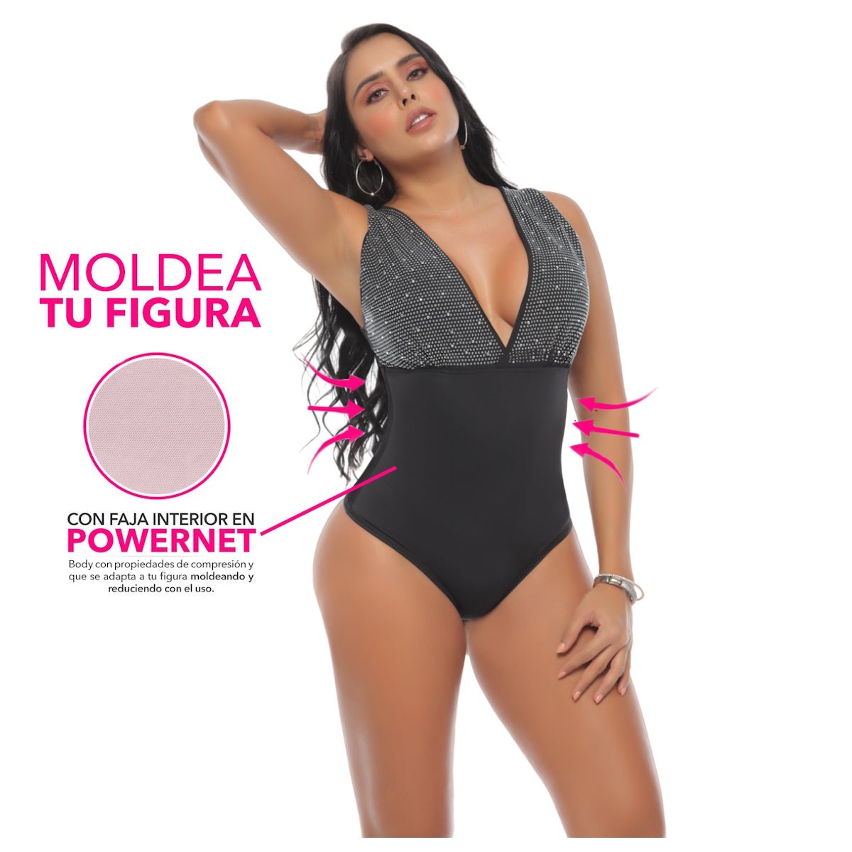 Body con faja abdominal invisible en powernet. 9021 - R3 - bellezaexpresslatina