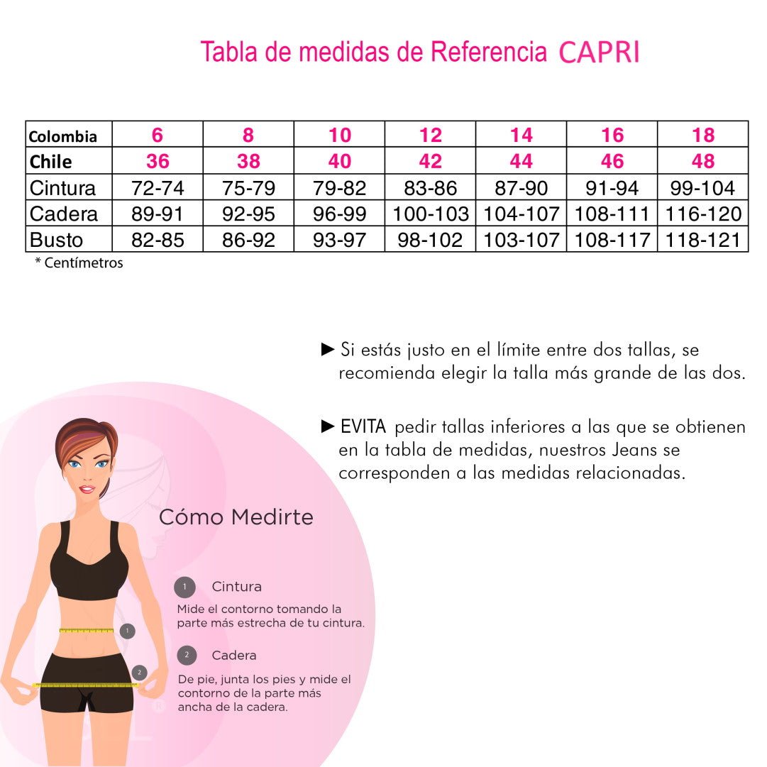 Capri Colombiano Pushup Tiro Alto - bellezaexpresslatina