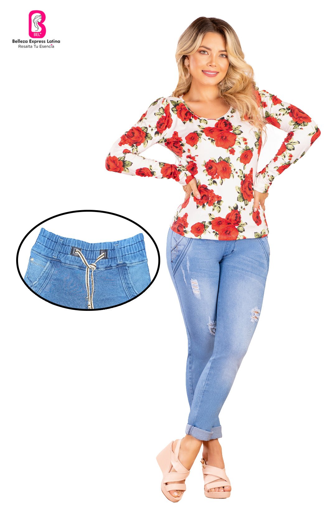Jean Colombiano estilo JOGGER Azul Hielo Bota Recta J2-8327 - bellezaexpresslatina