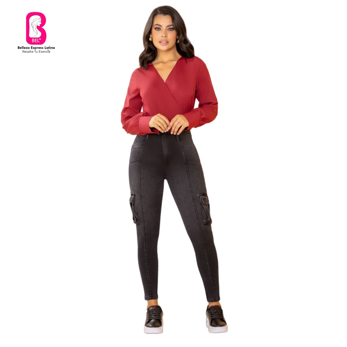Jean push - up colombiano Gris bota pitillo, bolsillos laterales 1556 - J2 - bellezaexpresslatina