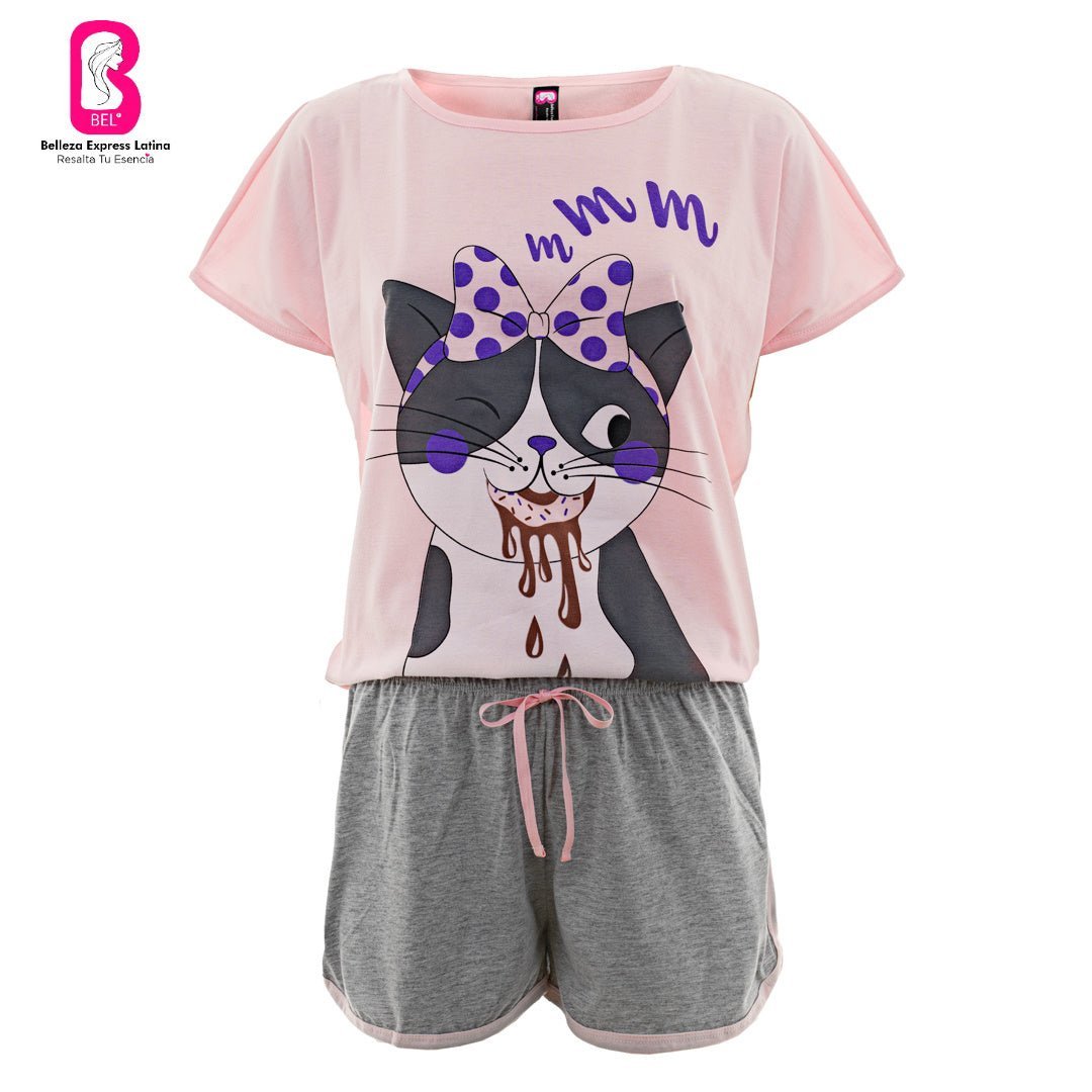 Pijama en Polialgodón con diseño Gato Dona 886 - R4 - bellezaexpresslatina