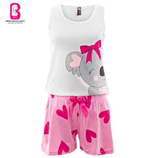 Pijama en Polialgodón con diseño Koala y corazones 887-R4 - bellezaexpresslatina