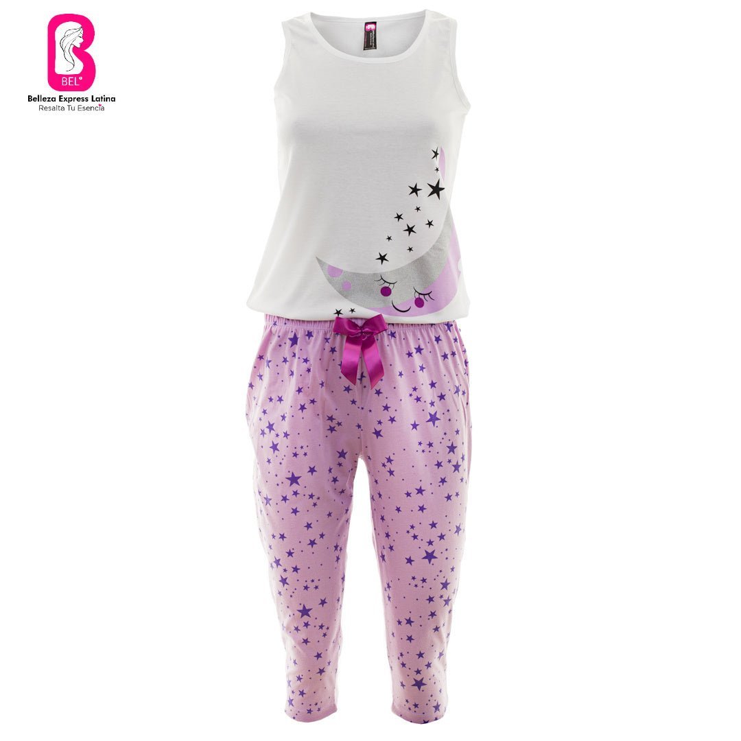 Pijama en Polialgodón, diseño Capri manga sisa. 890 - R4 - bellezaexpresslatina
