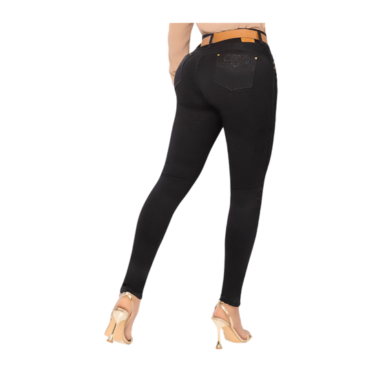 Jean push-up colombiano Negro bota pitillo 1571-J2