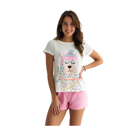 Pijama en Polialgodón con diseño Llama 884-R4