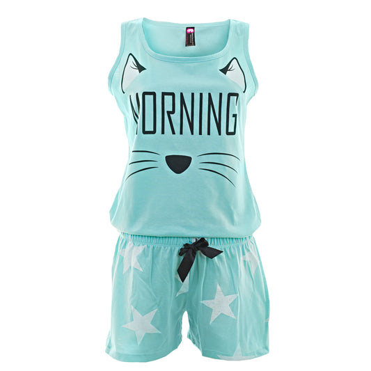 Pijama en Polialgodón con diseño Gato Morning 889-R4