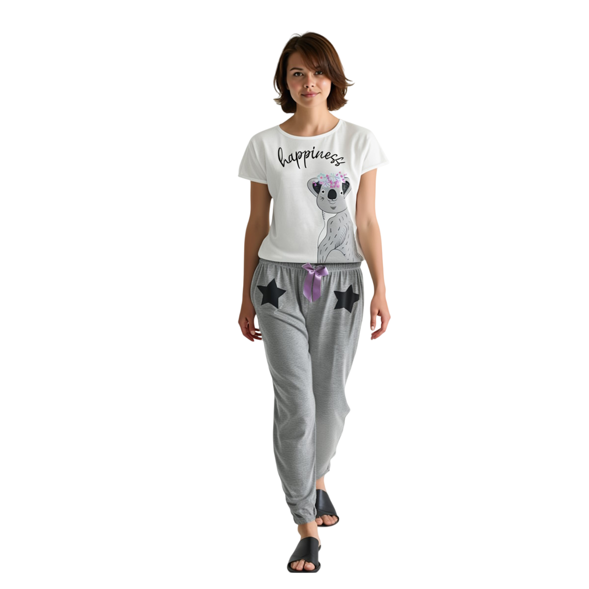 Pijama Polialgodón, diseño Koala Hapiness. 891-R4-GRIS  bellezaexpresslatina