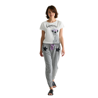 Pijama Polialgodón, diseño Koala Hapiness. 891-R4-GRIS  bellezaexpresslatina