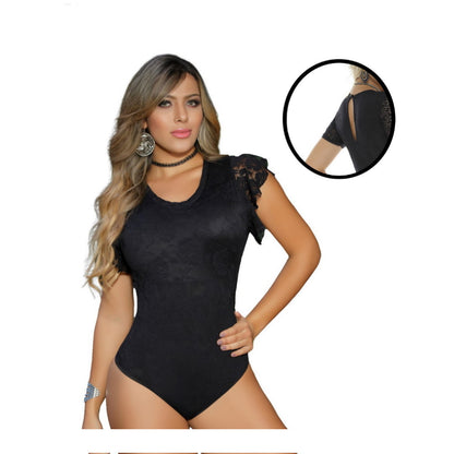 Body con faja interna en Powernet y diseño en blonda 7693-R3