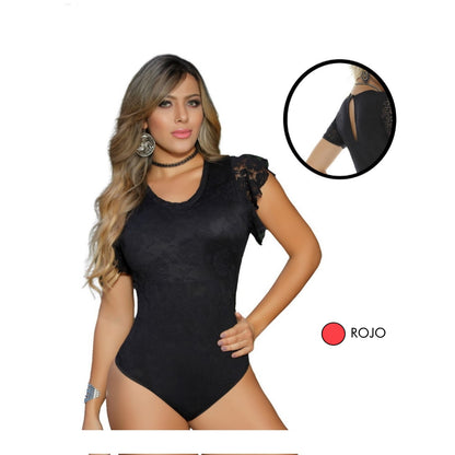 Body con faja interna en Powernet y diseño en blonda 7693-R3