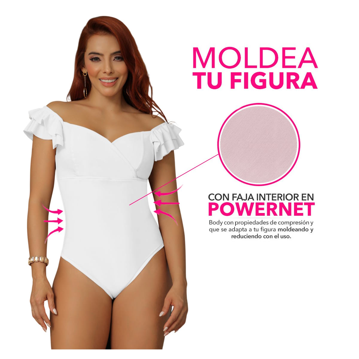 Body colombiano con faja abdominal interna en powernet 9231-R3