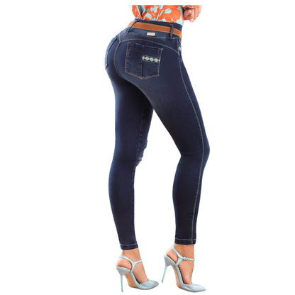 Jean Colombiano Azul Oscuro Bota Pitillo 1495 - J2 - bellezaexpresslatina