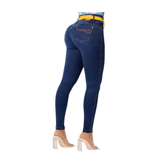 Jean push - up colombiano Azul bota pitillo 1576J2 - bellezaexpresslatina