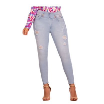 Jean push - up colombiano Azul hielo bota pitillo 1538 - J2 - bellezaexpresslatina