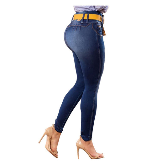 Jean push - up colombiano azul medio bota pitillo 1424 - J2 - bellezaexpresslatina