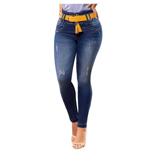 Jean push - up colombiano azul medio bota pitillo 1424 - J2 - bellezaexpresslatina