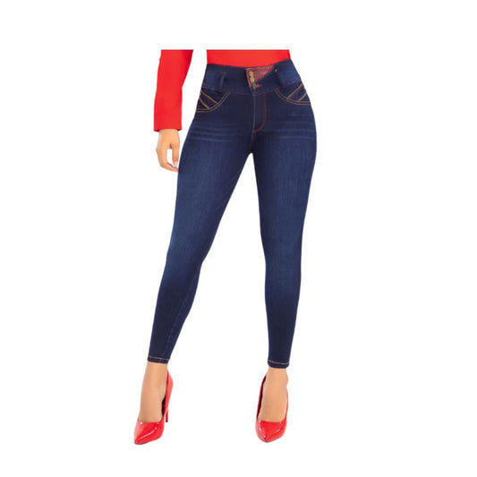 Jean push - up colombiano Azul medio bota pitillo 1575 - J2 - bellezaexpresslatina