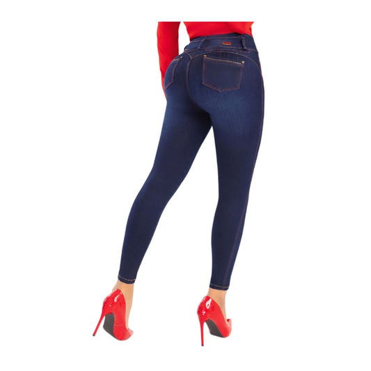 Jean push - up colombiano Azul medio bota pitillo 1575 - J2 - bellezaexpresslatina
