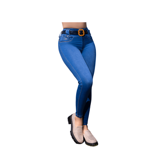 Jean push - up colombiano Azul medio bota pitillo 1631 - J2 - bellezaexpresslatina