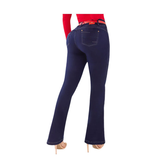 Jean push - up colombiano Azul oscuro bota campana 1577 - J2 - bellezaexpresslatina