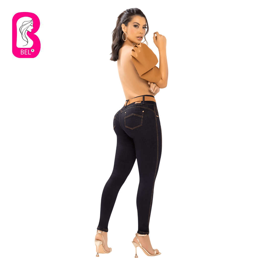 Jean push - up colombiano Azul oscuro bota pitillo 1584 - J2 - bellezaexpresslatina