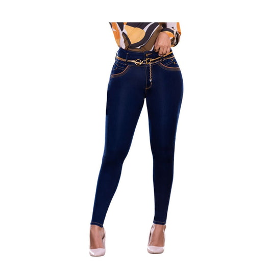 Jean push - up colombiano Azul oscuro bota pitillo 1592 - J2 - bellezaexpresslatina