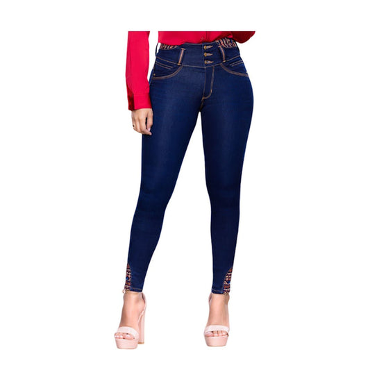 Jean push - up colombiano Azul oscuro bota pitillo 1594 - J2 - bellezaexpresslatina