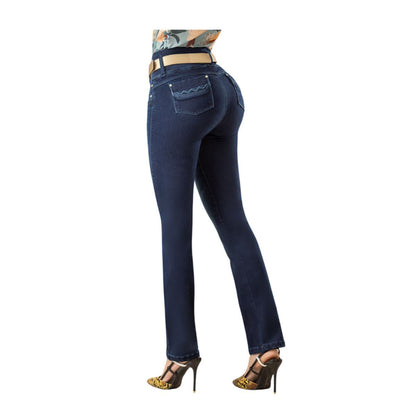Jean push - up colombiano Azul oscuro bota Recta 8374 - J2 - bellezaexpresslatina
