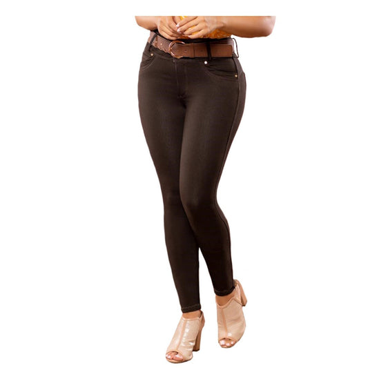 Jean push - up colombiano café bota pitillo 1422 - J2 - bellezaexpresslatina